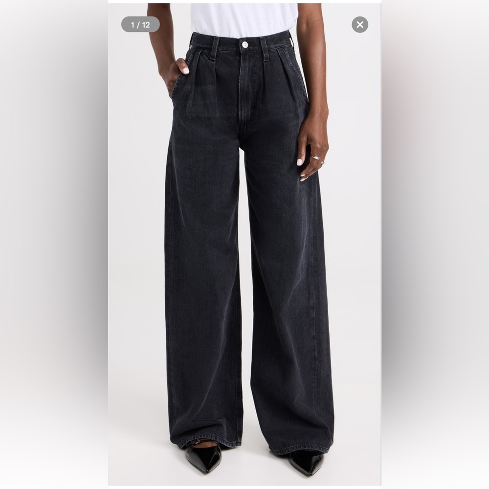 Citizens Of Humanity Mitzy Black Wide Leg Flare Jeans